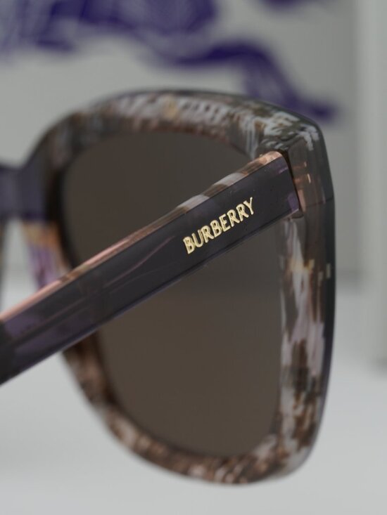 Burberry BE4487 422073 Cat Eye Sunglasses - Check Rose / Brown